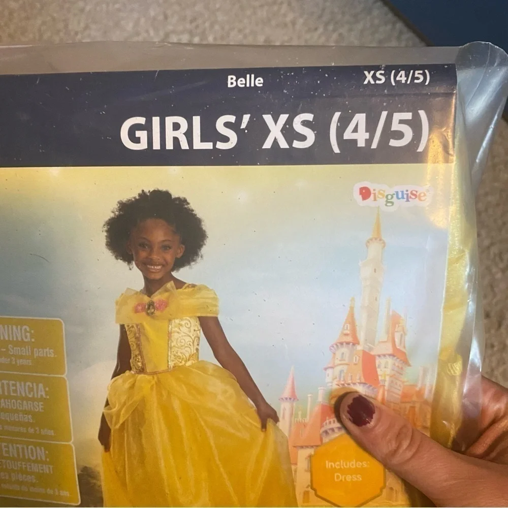 Disney Belle Gown Dress NEW XS 4/5 Small 6/6X Gold Yellow Beauty & Beast